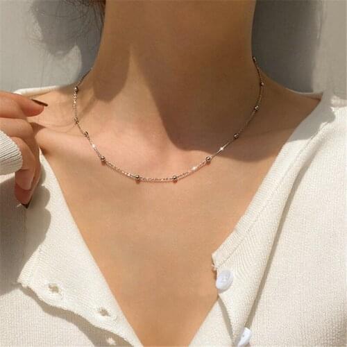 925 Sterling Silver Round Bead Charm Pendants Necklace For Women Girls Statement Christmas Jewelry dz637