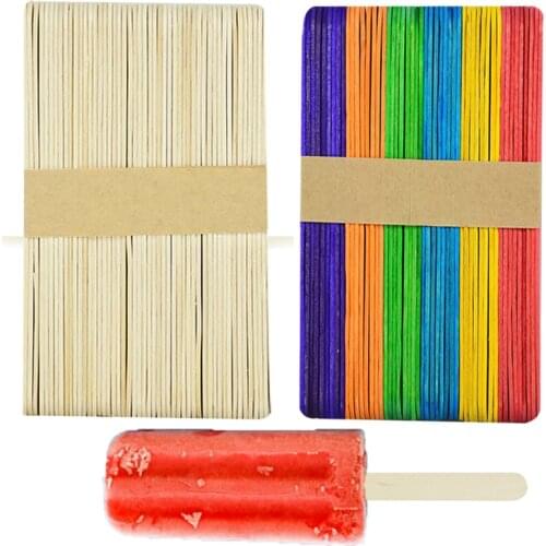 Natural Wooden Ice Cream Stick Popsicle Stick Ice Cube Maker Tools Accessories Wood Stick for Ice Cream Popsicle 50Pcs