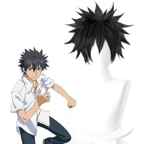 A Certain Magical Index Scientific Railgun Toma Kamijo Touma Kamijou Cosplay Wig Hair Black Color Halloween Carnival