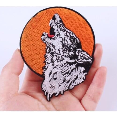 Pulaqi Wolf Punk Skull Patch Embroidered Patches For Clothing Eagle Paw Badges Biker Iron On Patches For Jacket Jeans Stripe DIY