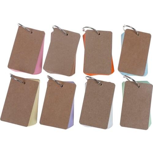 1pc Multi Colors Binder Ring Easy Flip Flash Card Kraft Paper Study Cards Blank Pages Bookmark/ DIY Greeting Card/Index Card