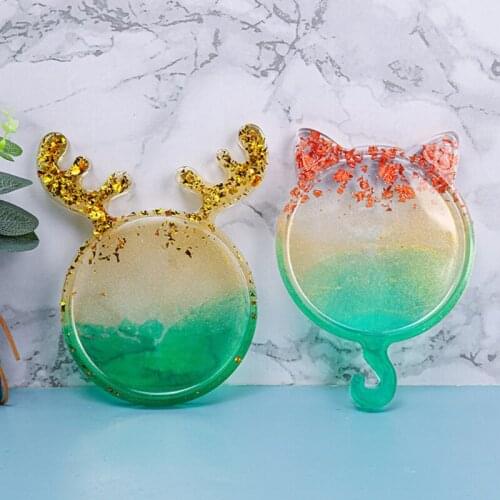 Christmas Deer/Cat Tray Epoxy Resin Mold Serving Plate Silicone Mould DIY Crafts Jewelry Holder Casting Tools