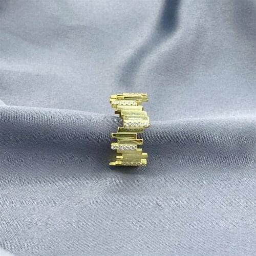 Gold Plated Zircon Serrated Ring