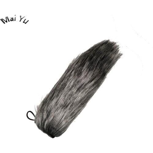 Professional Karaoke Microphone Windscreen Long Gray Interview Microphone Cap for Handheld Microphone Sweater Cap