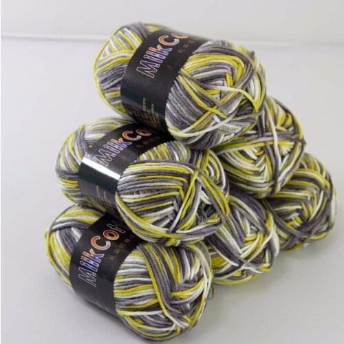 Sale 6ballsx50g Soft Cotton Baby Yarn New Hand-dyed Wool Socks Scarf Knitting yarn Gray yellow mixed 2075-18-6
