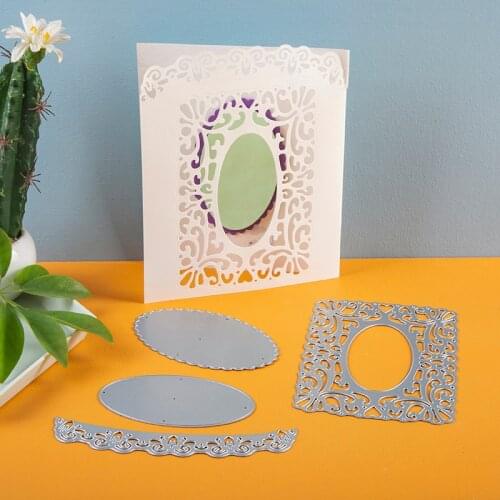 Craft dies Lace Oval Rectangle Background Frame metal cutting dies Scrapbooking dies paper knife mould blade punch stencils dies