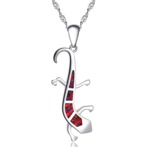 ROLILASON Large earrings pendant necklace Silver stamped 925 Orange Gecko fire opal set for women dinner OS037