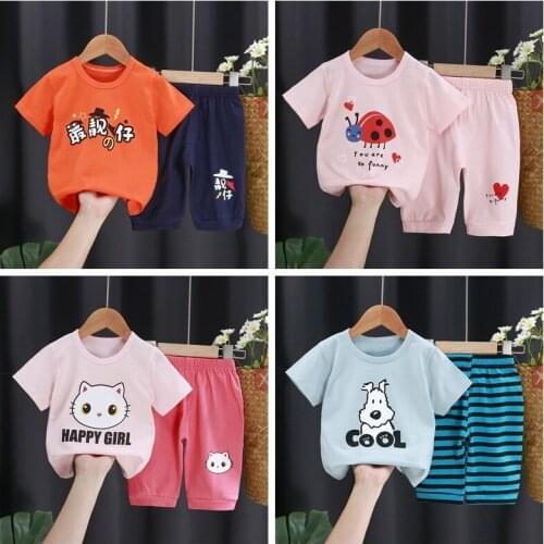 Roupa Infantil Menina Kids Short Sleeve Middle Pants 2 Piece Set Children Summer Clothes Boys And Girls Suit