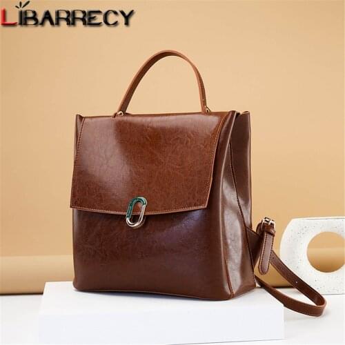 Luxury Designer New Womens Backpack High Quality PU Leather Ladies Travel Bag Solid Color Design Women School Bags Bolso Mujer
