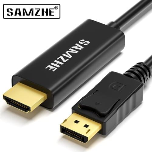 SAMZHE Displayport to HDMI Cable 1080P HD DP Male to Male Adpater Cable for PC Laptop Projector