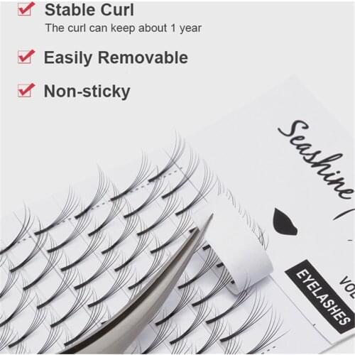 Seashine High Quality Premade Volume Fans Long Stem Mink Eyelashes Extension Russian Volume Fans 2D-7D Premade Fans Heat Bonded
