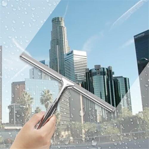 Glass Wiper Set With Sticky Hook Stainless Steel Window Squeegee Windshield Scraper Bathroom Mirror Cleaning Brush Home Cleaner
