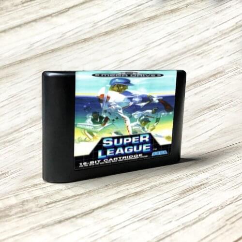 Super League - EUR Label Flashkit MD Electroless Gold PCB Card for Sega Genesis Megadrive Video Game Console