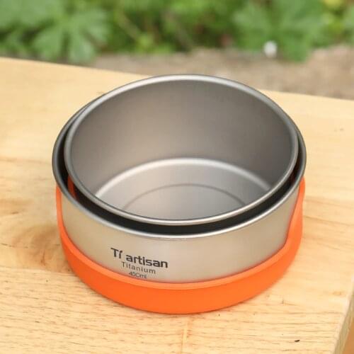Tiartisan Pure titanium Bowl Camping Bowl Pan Pot Tableware Cookware 400ml or 450ml