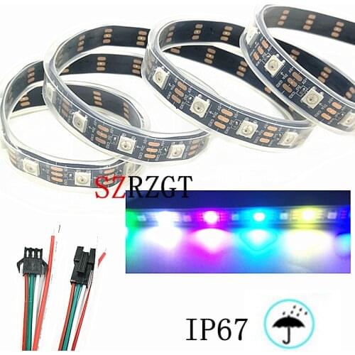 1m WS2812B Smart led pixel strip,Black/White PCB,60 leds/m WS2812 IC;WS2812B/M 60 pixels,IP67 DC5V