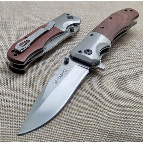 High Quality Damascus Steel Sharp 440C + Woodle Handle Folding Knife Tactical Hunting Camping Survival Knife Outdoor EDC Tools