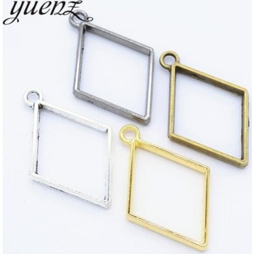 YuenZ 7pcs 7Color Charm Alloy Jewelry Accessories Rectangle Charm Hollow Glue Blank Pendant Tray Bezel 40*25mm B183