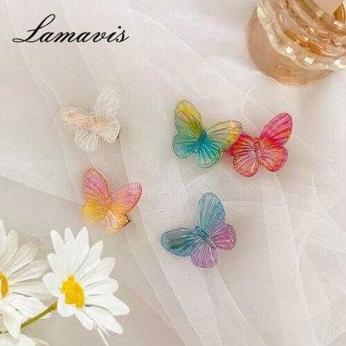 Dream Color Butterfly Hairpin Sen Series Fairy Super Fairy Transparent Resin Clip Duck Beak Clip Girl Gradient Hair Clip