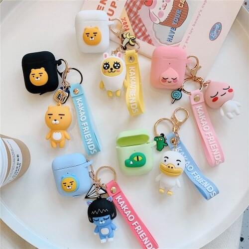 For Airpods Pro 2 1 Cute Cartoon Dinosaur Air Pods Earphone Protector Kawaii Animal Accessories with keychain for Airpods Cases