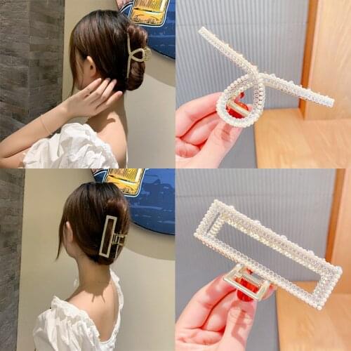 Oversize Women Pearl Barrettes Metal Hair Claws Hairclips Hairpins Girls Hairgrip Headwear Ornaments Headband Hair Accessories