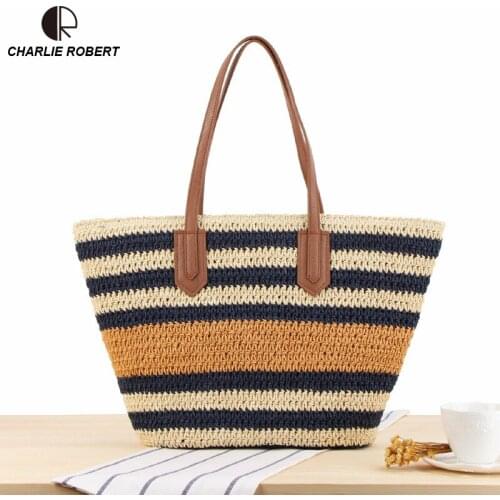 2019 Straw Bags Women New Summer Rattan Shoulder Bag Handmade Ribbons Hollow Out Beach Casual Tote Bag Bohemia Handbag Bali Box