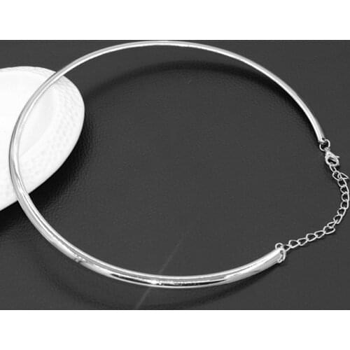 1Pc Fashion Necklaces 2021 Punk Simple Round Circle Torques for Women Ladies Metal Gold Silver Wire Necklace Collar Choker Girls