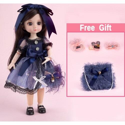 12 Inch Brown Eyes Princess Doll With Handbag Set 30cm 1/6 Jointed Girls Dolls Toys For Children 3-7-12 Year Old Gift