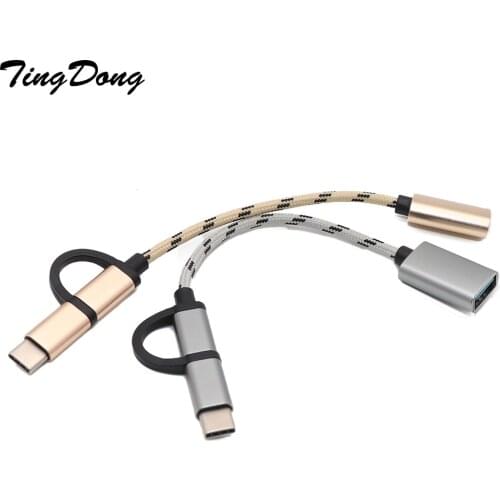2 in 1 Type C+ Micro USB OTG Cable Adapter Android USB OTG Adapter for Xiaomi for Redmi for Samsung Connector USB OTG Adapter