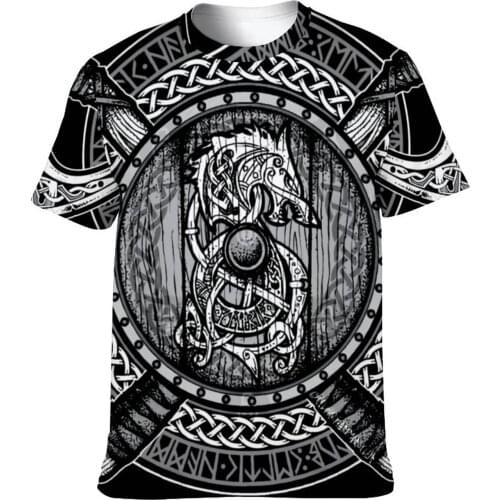 3D Print Fenrir Viking Shield (Grayscale) Vikings(1) Funny Novelty Adult Full Print T-shirts (men And Women) Tops Tees European