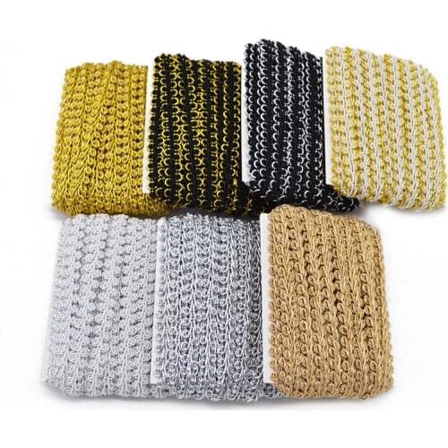 5meters/lot Gold Silver Braided Lace Trim Fabric Sewing Lace Ribbon Curve Lace Apparel Garment Accessories Wedding Decor Crafts