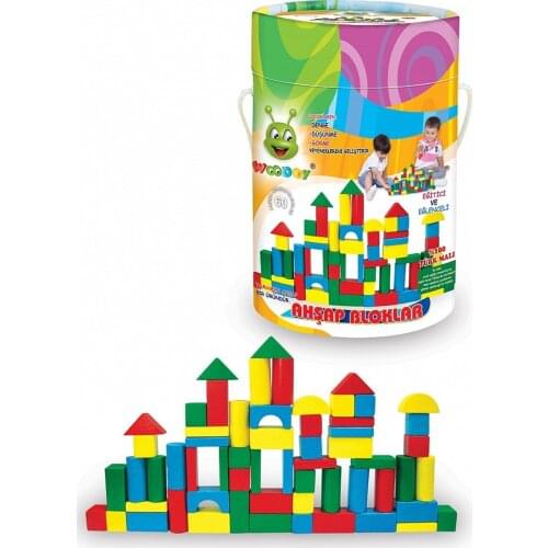 60 piece Paternoster Blocks, Wooden Geometric Blocks, Colorful Blocks, Made In Turkey, Educational and Fun