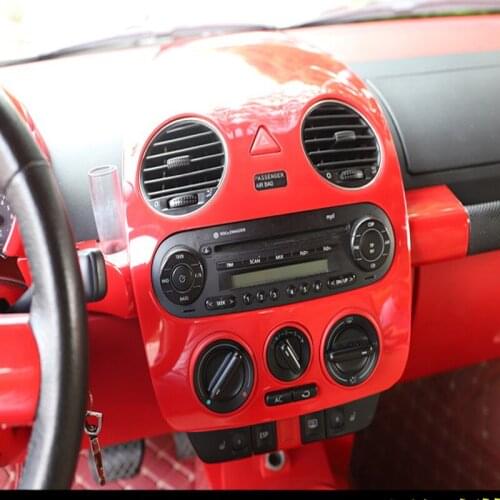 Car Stickers Red ABS Material Central Console Panel Decoration Cover for 2003-2012 Volkswagen VW Beetle