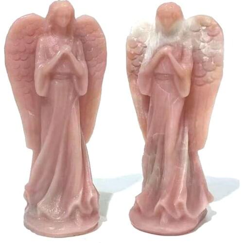 Free Shipping High Quality Naturel Pink Opal Hand Crafted Healing Angel For Decoration _XCG
