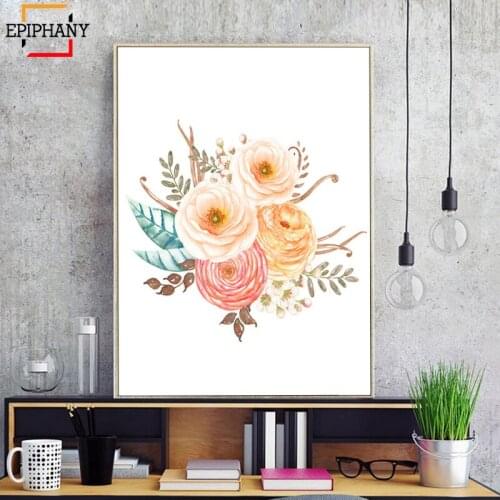 Nursery Wall Art Flower Canvas Painting Watercolor Floral Print Modern Wall Paintings Girls Room Decor Nordic Posters and Prints