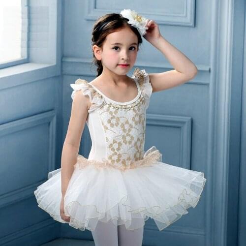 Kids Tutu Ballet Dress Lace Ballet Dancewear For Girls White Swan Lake Ballet Costume Short Sleeve Ballerina Clothes free ship
