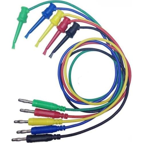 For DC AC Multimeters Random Colors Banana Plug to Copper Dual Test Hook Clip Probe Cable Lead Wire Connector 1PC 100cm 4mm
