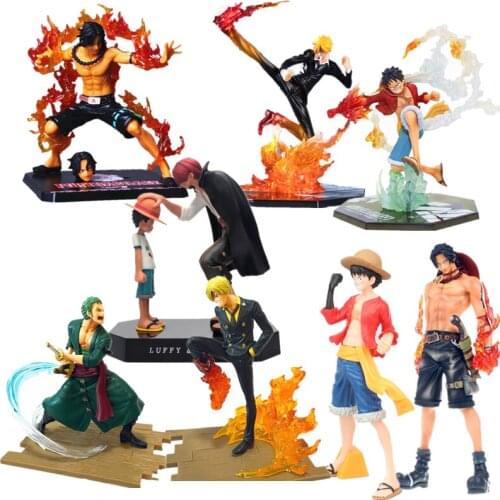 One Piece Anime Character Zoro Luffy Sanji Action Figure Action Figure Three Roof Sauron Statue Decoration Boxed Toy Collection