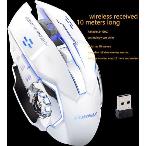 FV-W502 Computer Mouse Wireless Design Durable Anti-slip 6 Buttons ABS 2.4GHz Rechargeable Silent Mouse for Laptop