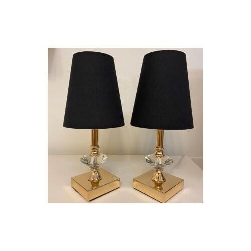 Crystal bedroom floor lamp table lamp crystal double table lamp gold body black hat