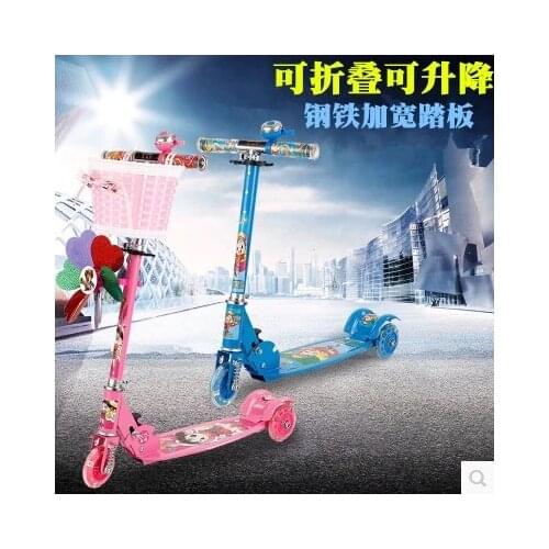 K12 Scooter round three four 4 wheel roller skates folding baby Children slippery car shipping skuter trottinette for kids