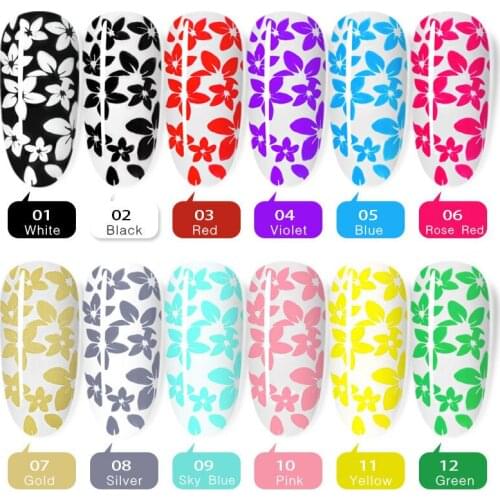 12 Color Nail Stamping Gel Painted Rubber Hose Printing Template DIY Design Manicure Nail Printing Glue 8ml TSLM1