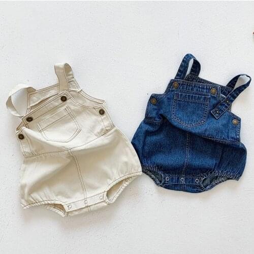 Newborn Baby Girls Boys Jumpsuit Overall Cowboy Cotton Sleeveless Clothes Korean Style Infant Baby Girls Boys Romper