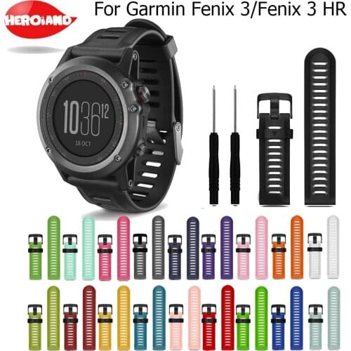 Colorful 26mm Width Outdoor Sport Silicone wrist Strap Watchband Replacement bracelte watch for Garmin Fenix 3 HR watch Band new
