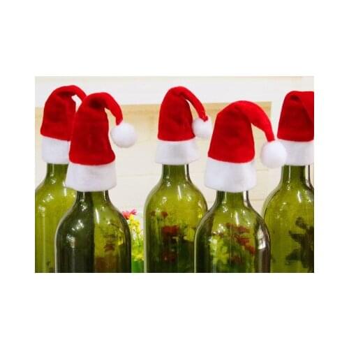 New Year Wine Bottle Cover Little Hat For Christmas Bottle Decorations Kids Gift Merry Christmas Bar Table Decor #202117