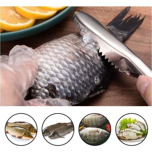 Kitchen Stainless Steel Fish Scale Remover Planer Scraper Fish Seafood Tools Planer Cleaner Gadget Fish Cleaning Knife Gadget