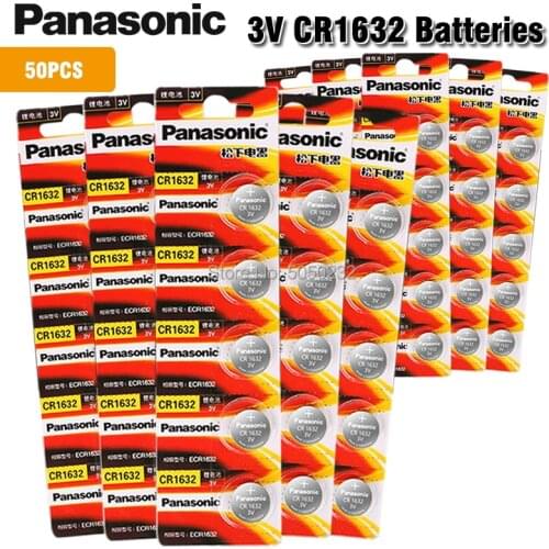 PANASONIC 50Pcs/lot CR1632 1632 DL1632 3V Lithium Batteries Cell Button Coin Battery for Watch Remote Control Computers