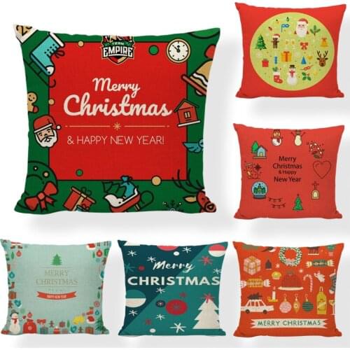 Linen cushion cover 45*45 Christmas Red Color Pillowcase sofa cushions Green Pillow cases Home Decor Cushion covers