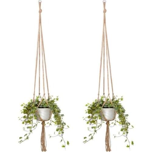 Handmade Macrame Flower Pot Hanging Basket Knotted Rope Flowerpot Plant Hanger for Wall Home Door Balcony Courtyard Garden Decor
