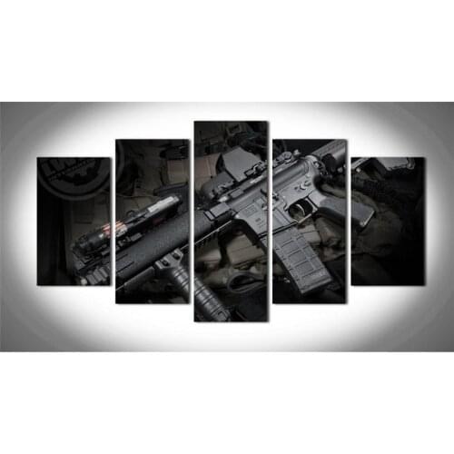 Fashion 5 Panel Modern Rifle Canvas Painting Gun Picture Decoracion Wall Art For Living Room Unframed Wall Arts high quality