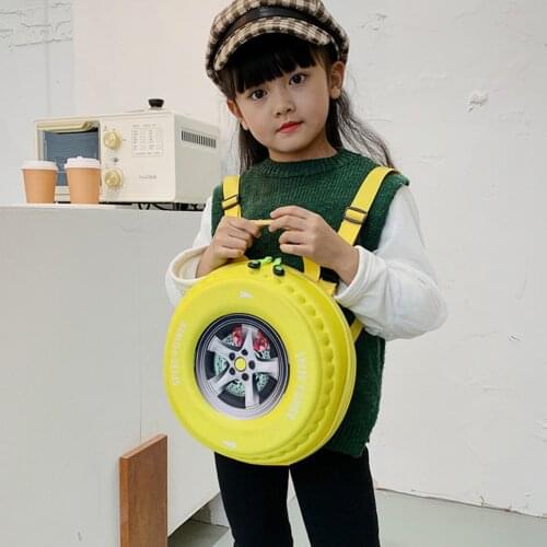 Fashion Kindergarten Colorful Tyre Shaped Shoulder Pack Kids Nylon School Bag Bagpack Cartoon Car Tyre Children Backpack